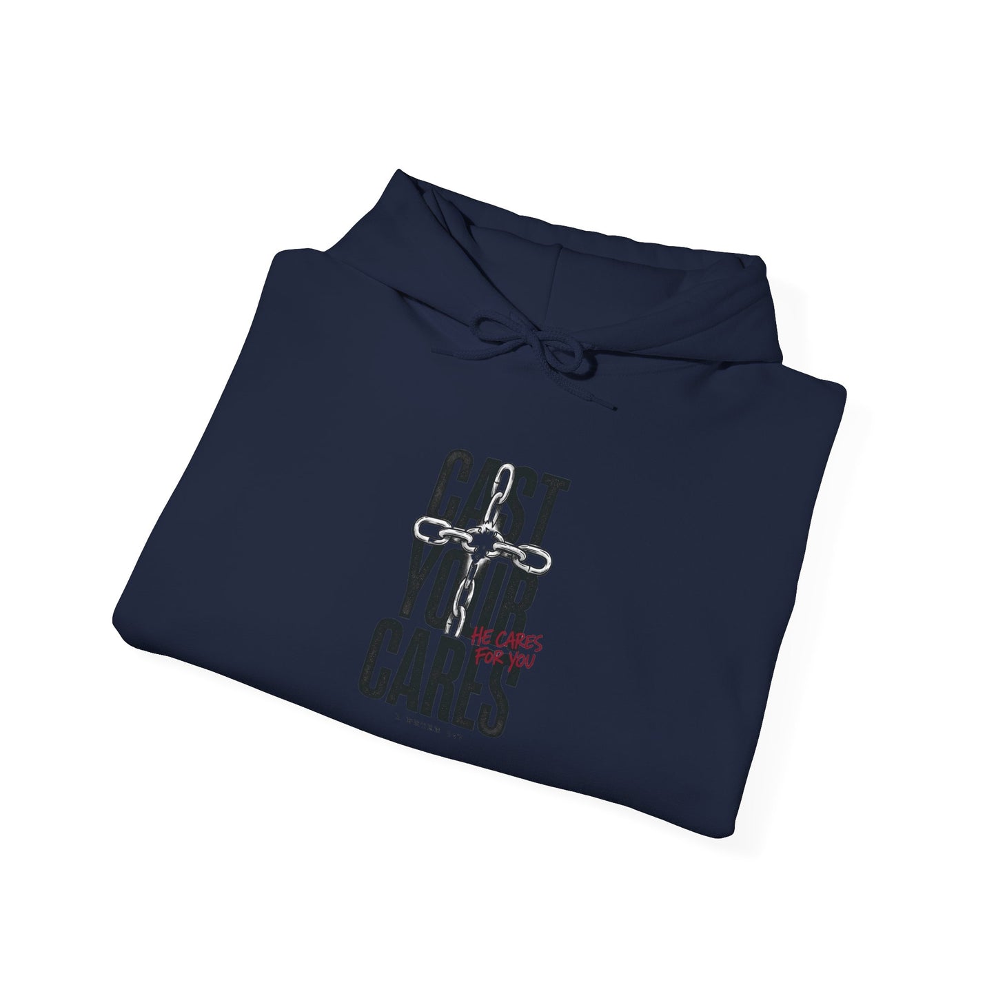 Cast Your Cares Hoodie | Christian Streetwear, distressed typography