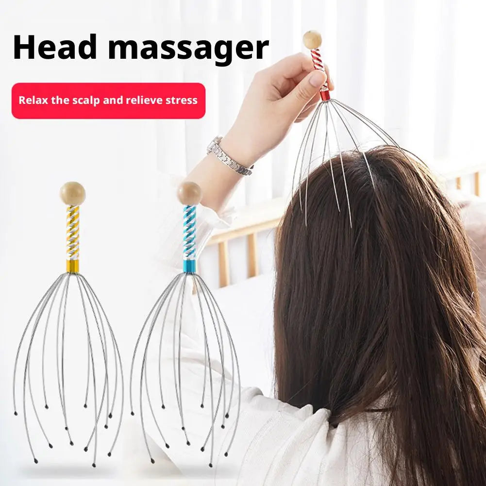 Octopus Head Massager Scratching Scalp Relaxation Relief Body Massager Scratcher Relieves Tension Health Care Tools Random Color