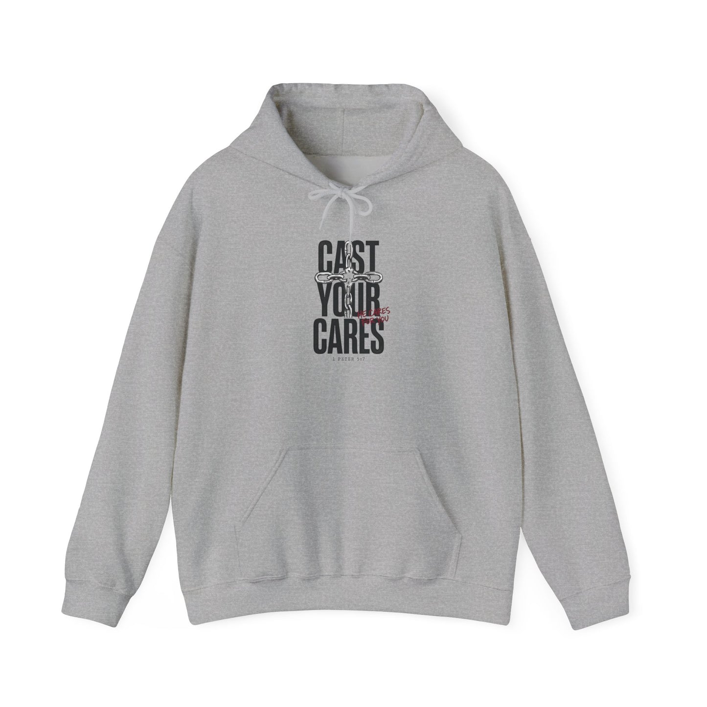 Cast Your Cares Hoodie | Christian Streetwear, distressed typography