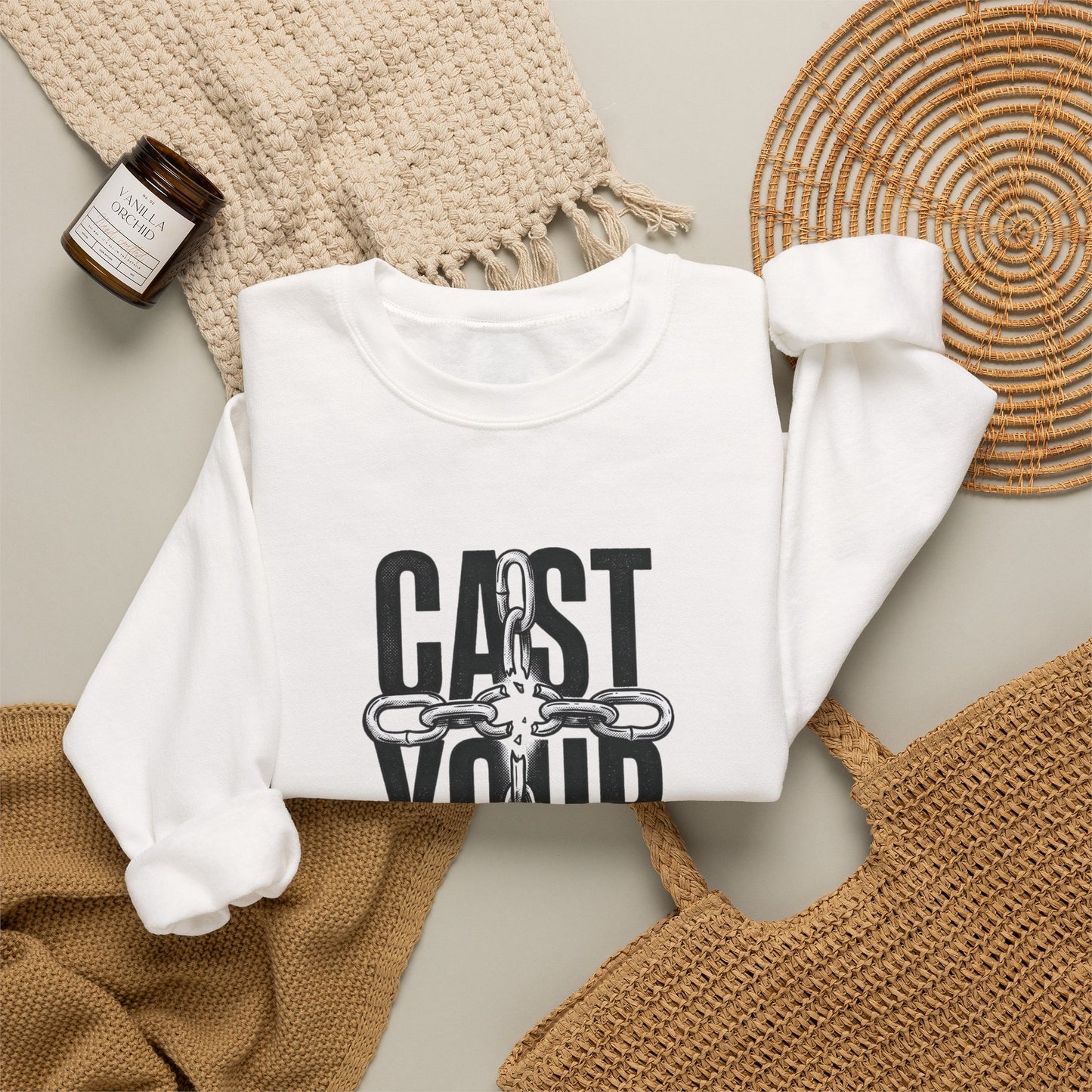 Cast Your Cares Sweatshirt | Christian Streetwear, Scripture Graphic