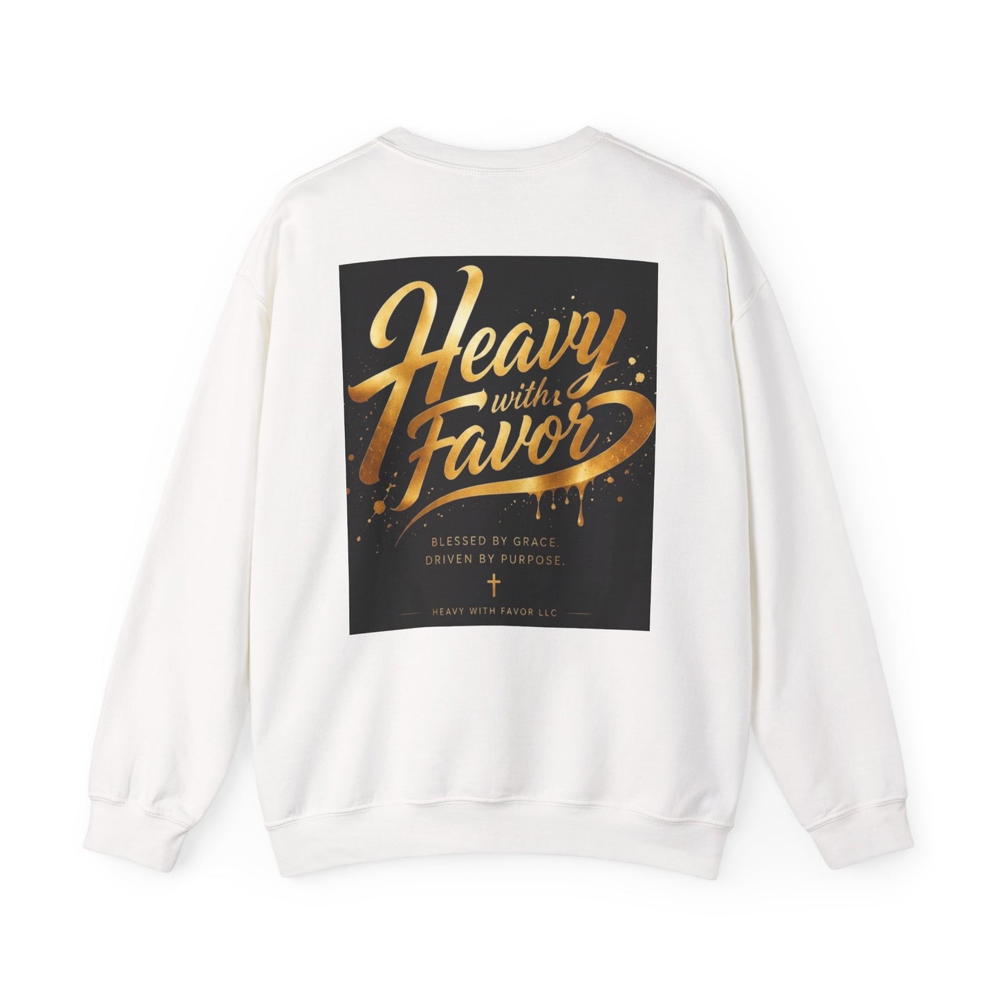 Heavy With Favor Crewneck Sweatshirt — Inspirational Christian Graphic Sweatshirt