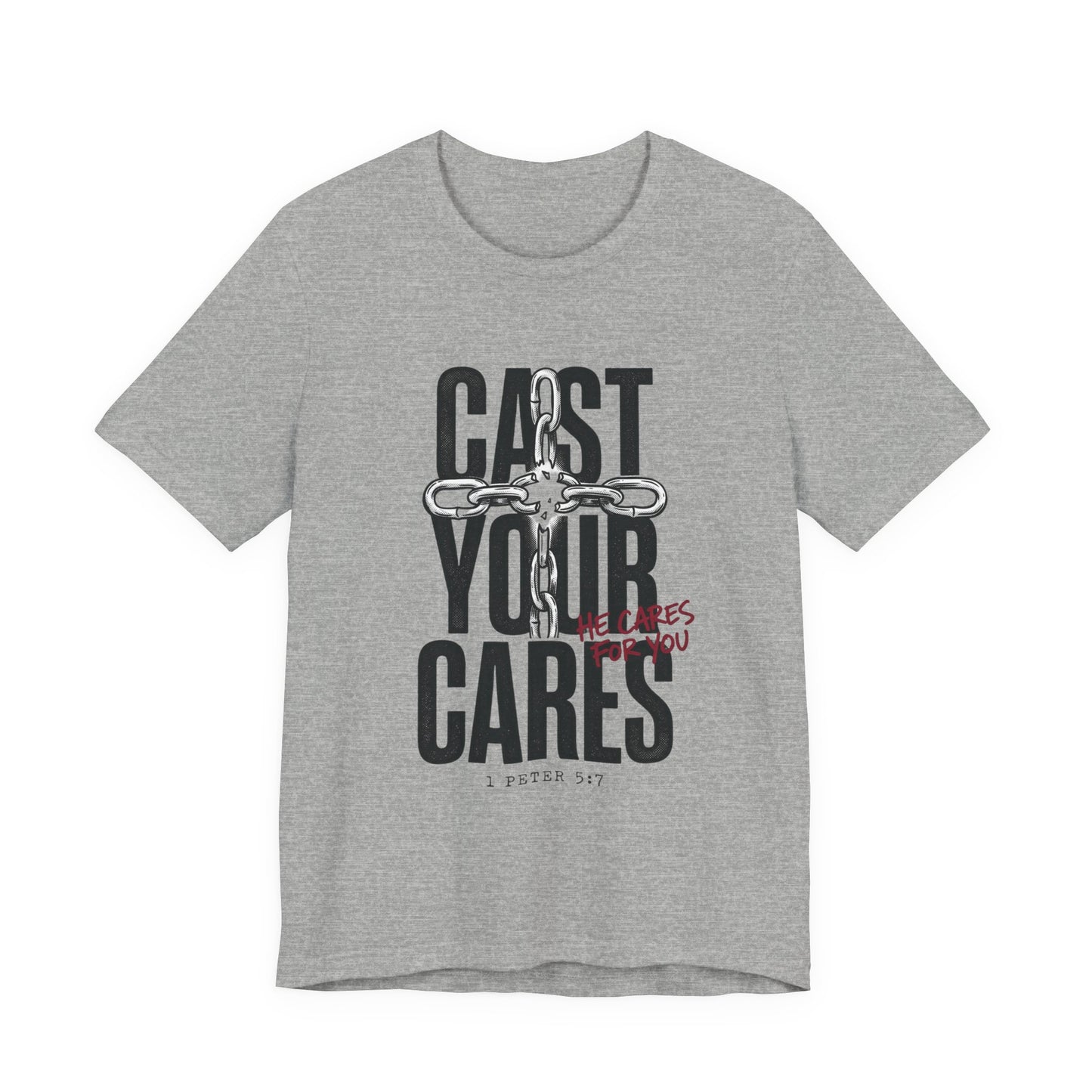 Cast Your Cares Tee | Christian Streetwear, Scripture Cross Graphic
