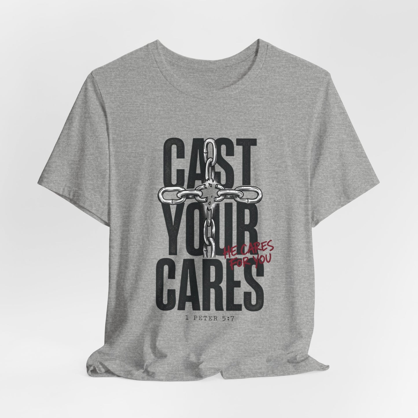 Cast Your Cares Tee | Christian Streetwear, Scripture Cross Graphic