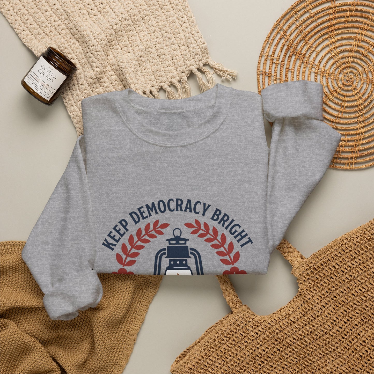 Keep Democracy Bright Crewneck Sweatshirt | Civic Courage, Participatory Democracy