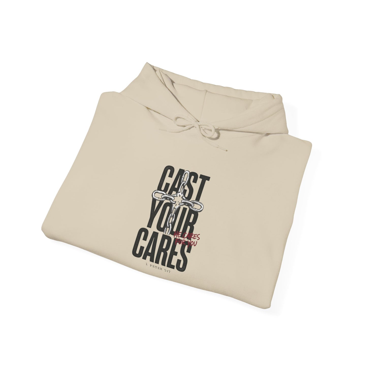 Cast Your Cares Hoodie | Christian Streetwear, distressed typography