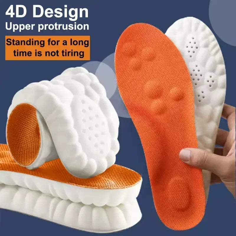 Soft Breathable Shock Absorption Cushion Running Insoles 4D Cloud Technology PU Sole Sports Insoles For Orthopedic Care 2026 New