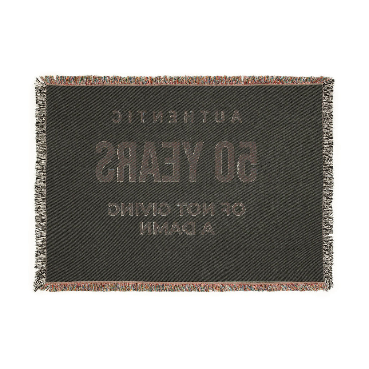 50 Years of Not Giving a Damn Woven Blanket — Funny 50th Birthday Throw