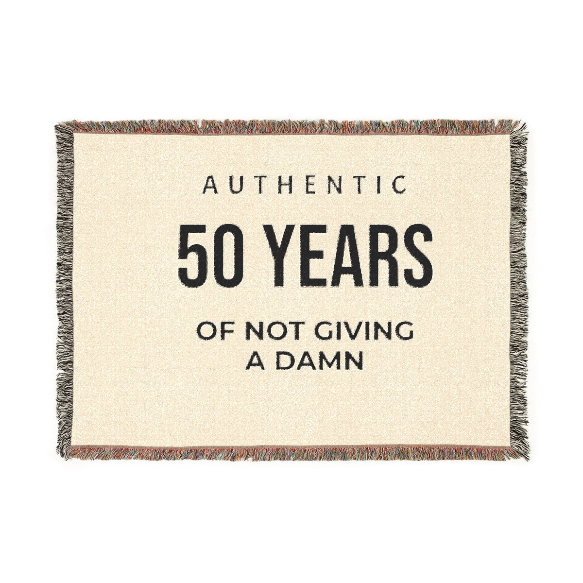 50 Years of Not Giving a Damn Woven Blanket — Funny 50th Birthday Throw