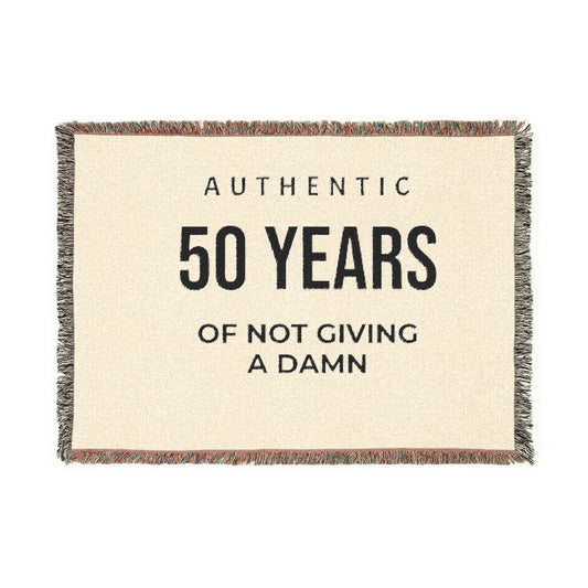 50 Years of Not Giving a Damn Woven Blanket — Funny 50th Birthday Throw