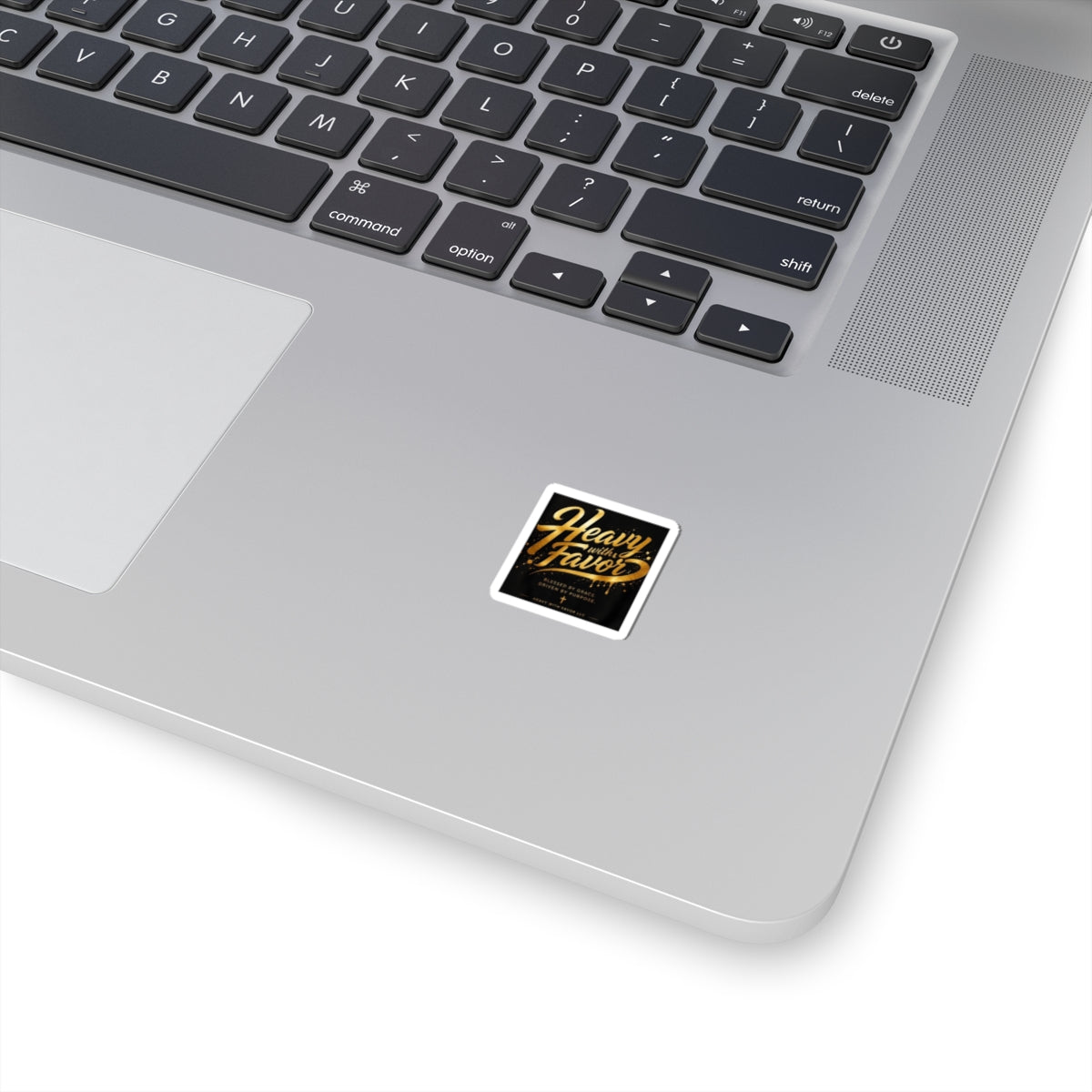 Kiss-Cut Sticker — "Heavy With Favor" Gold Script Inspirational Sticker