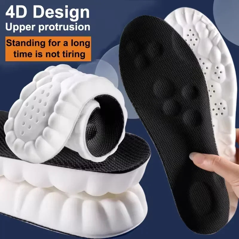 Soft Breathable Shock Absorption Cushion Running Insoles 4D Cloud Technology PU Sole Sports Insoles For Orthopedic Care 2026 New
