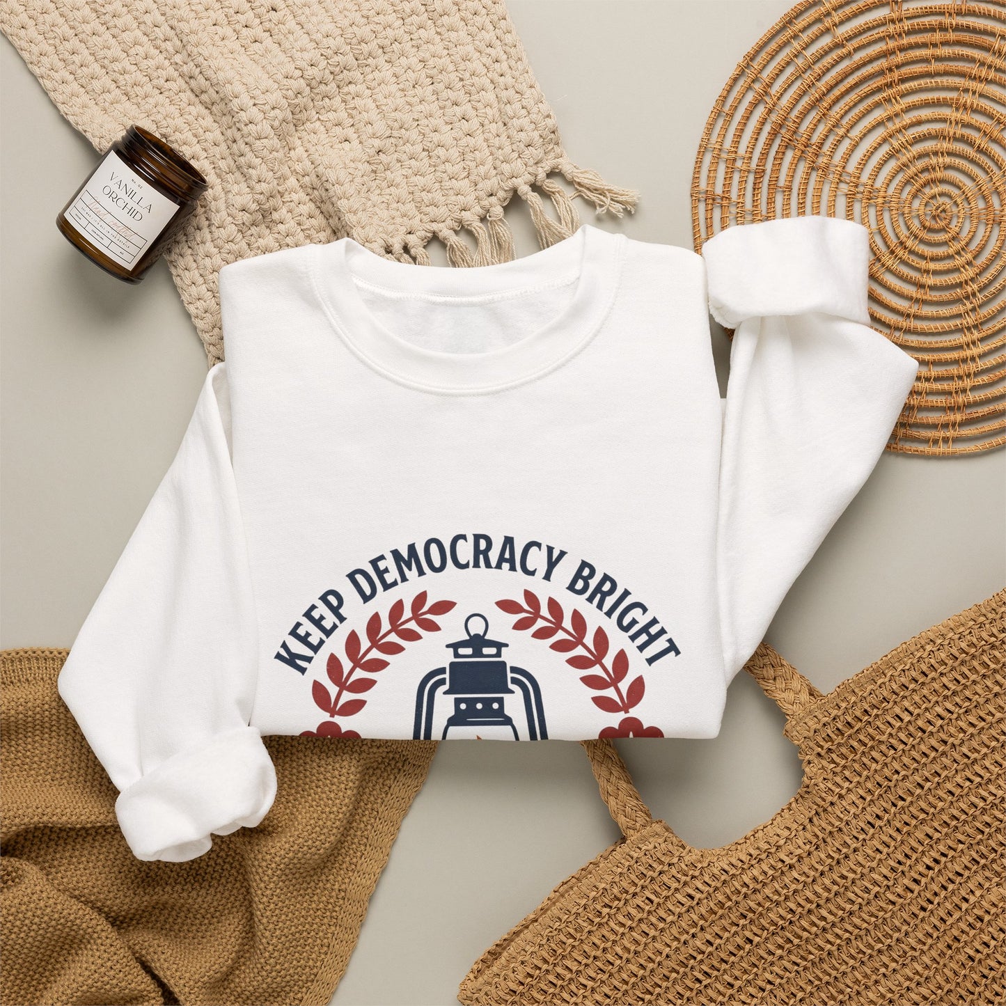 Keep Democracy Bright Crewneck Sweatshirt | Civic Courage, Participatory Democracy