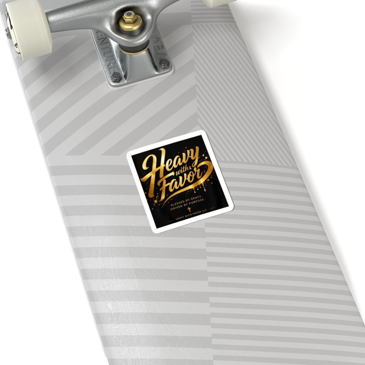 Kiss-Cut Sticker — "Heavy With Favor" Gold Script Inspirational Sticker