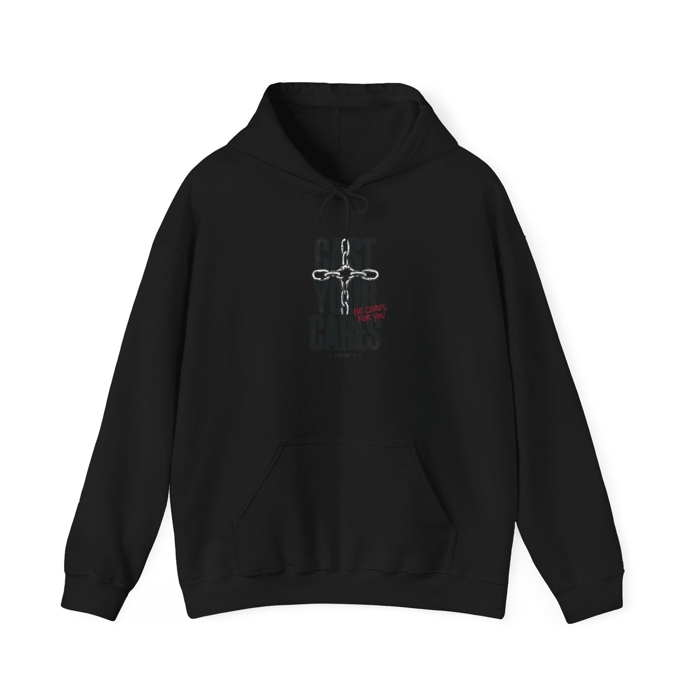 Cast Your Cares Hoodie | Christian Streetwear, distressed typography