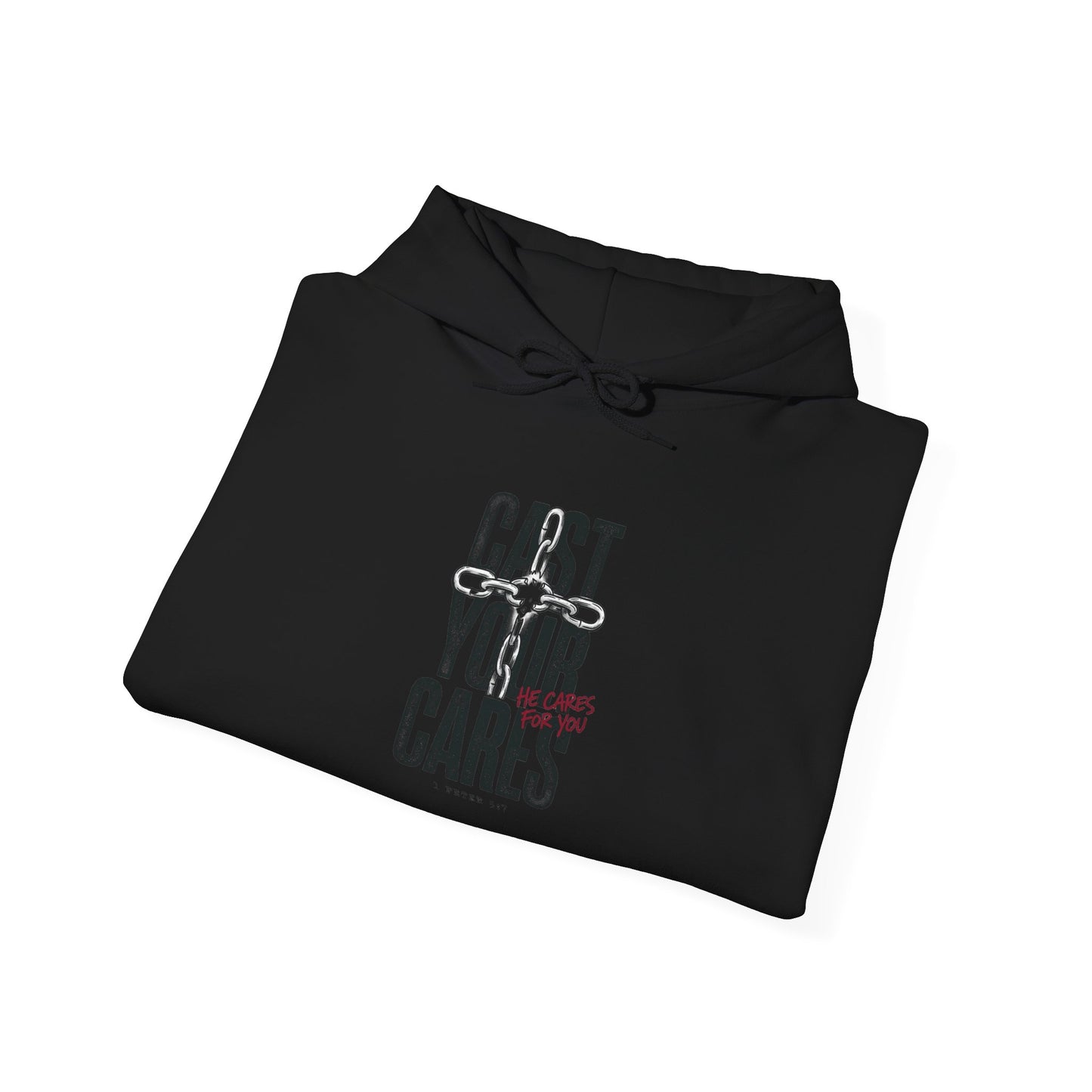 Cast Your Cares Hoodie | Christian Streetwear, distressed typography