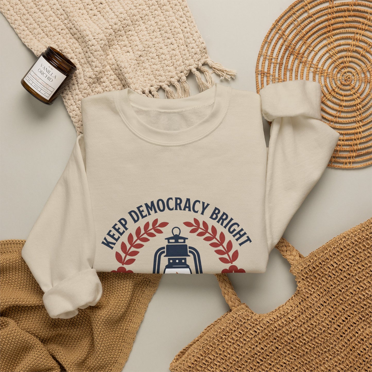 Keep Democracy Bright Crewneck Sweatshirt | Civic Courage, Participatory Democracy