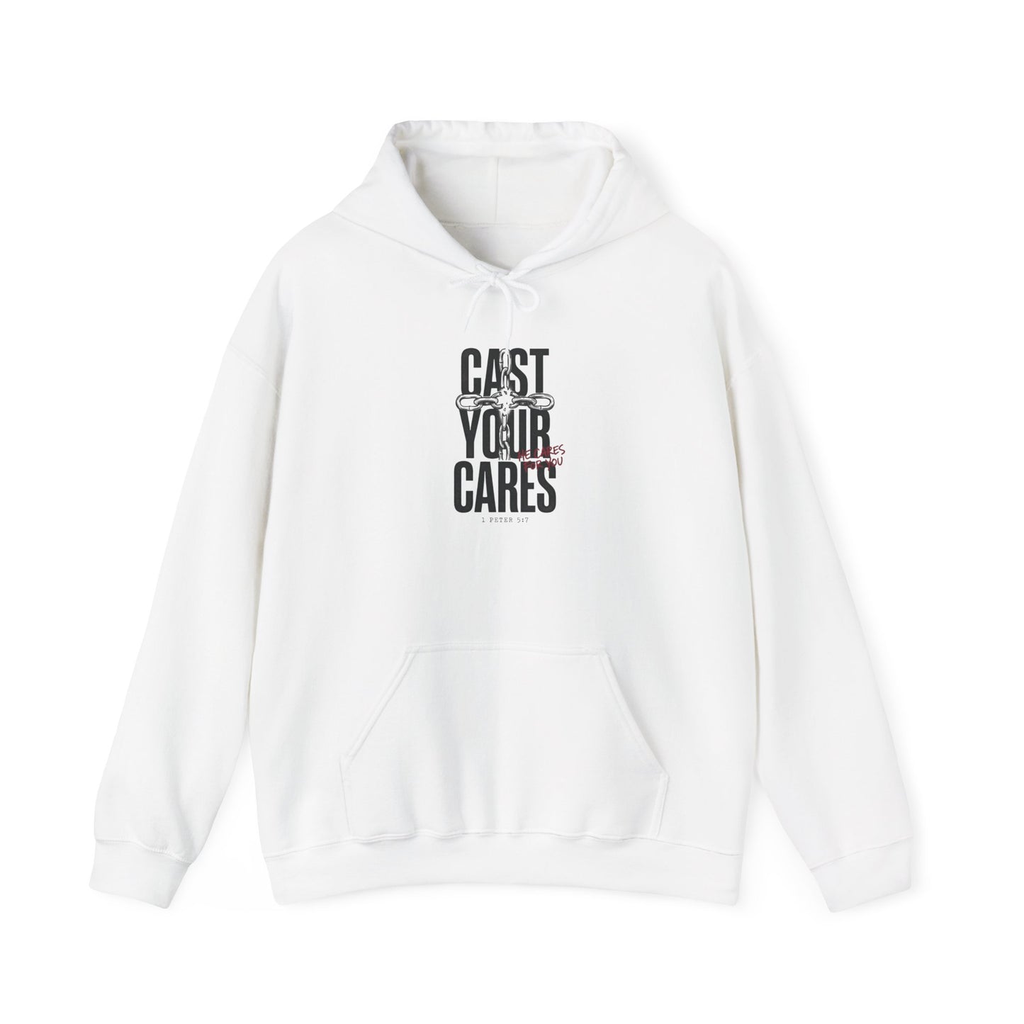 Cast Your Cares Hoodie | Christian Streetwear, distressed typography