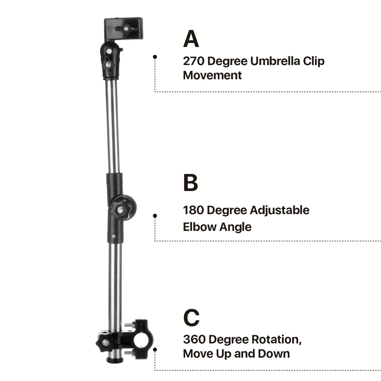 Adjustable Stainless Steel Umbrella Stand for Wheelchairs and Bicycles Rainproof Equipment, Multi-function Umbrella Stand