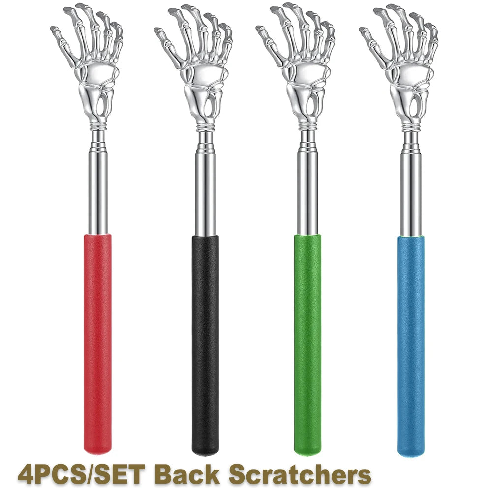 Stainless Steel Adjustable Massage and Tickle Relief Back Portable Rubber Handle Extendable Telescoping Itch Stick Health Care