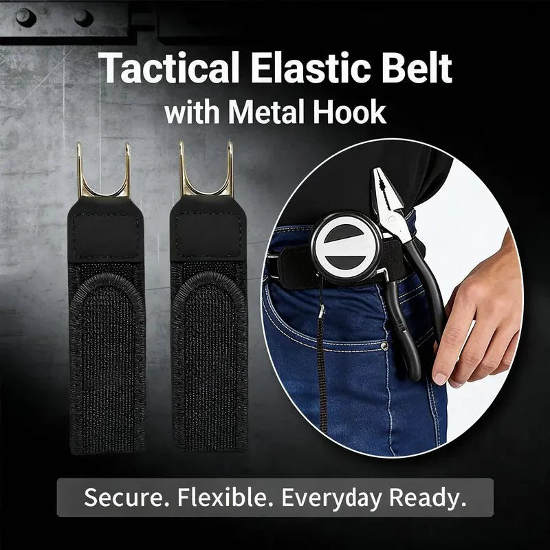 Portable Belt Buckle Unisex Elastic Waist Belt, Metal Hook Buckle-Free Adjustable Stretch Belt Daily Outdoor Jeans For Men Women