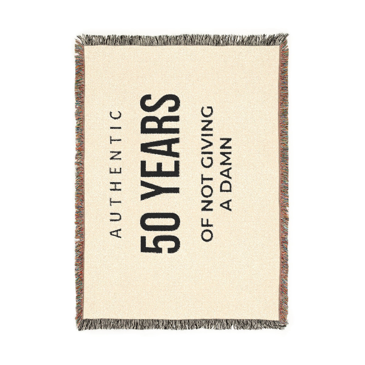 50 Years of Not Giving a Damn Woven Blanket — Funny 50th Birthday Throw