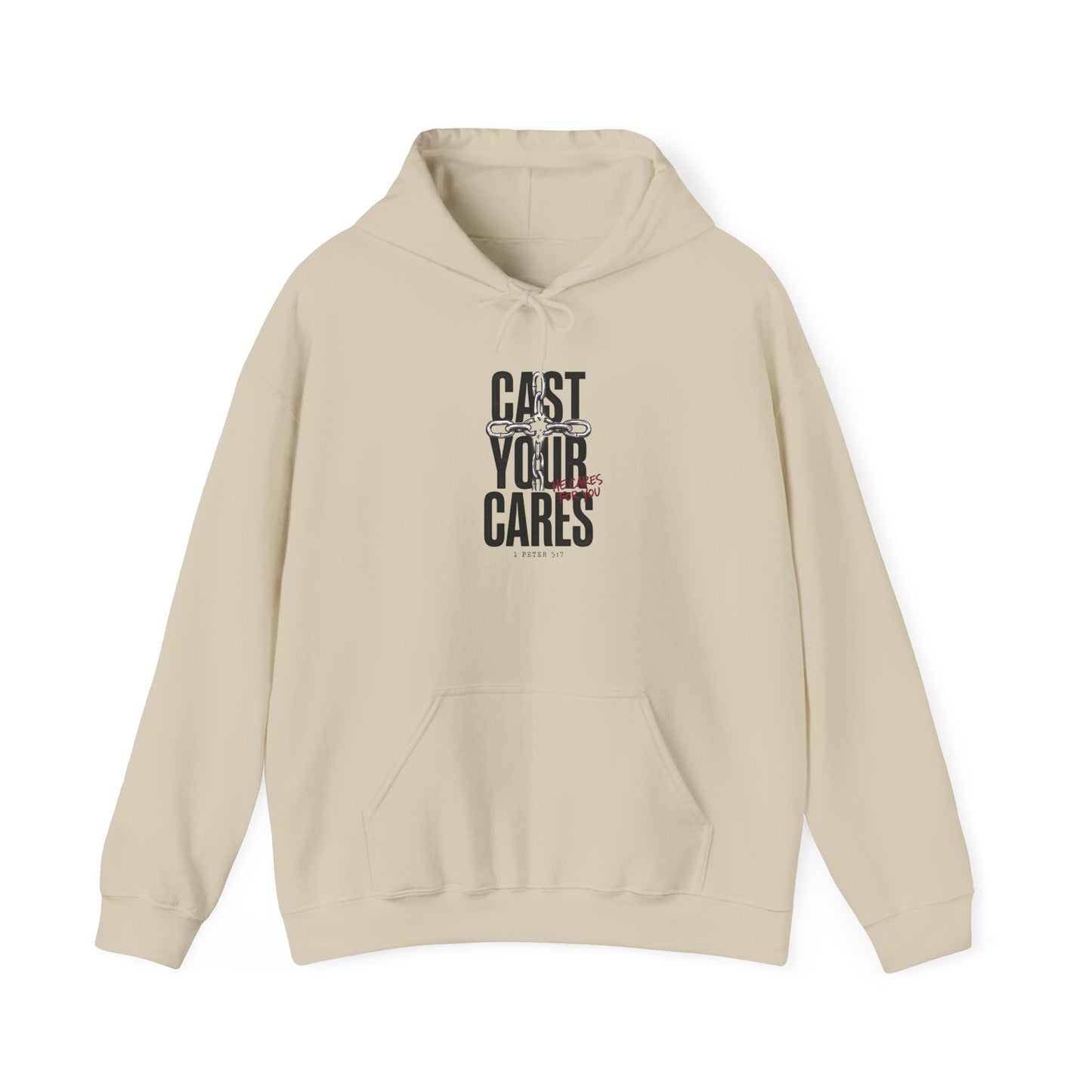 Cast Your Cares Hoodie | Christian Streetwear, distressed typography