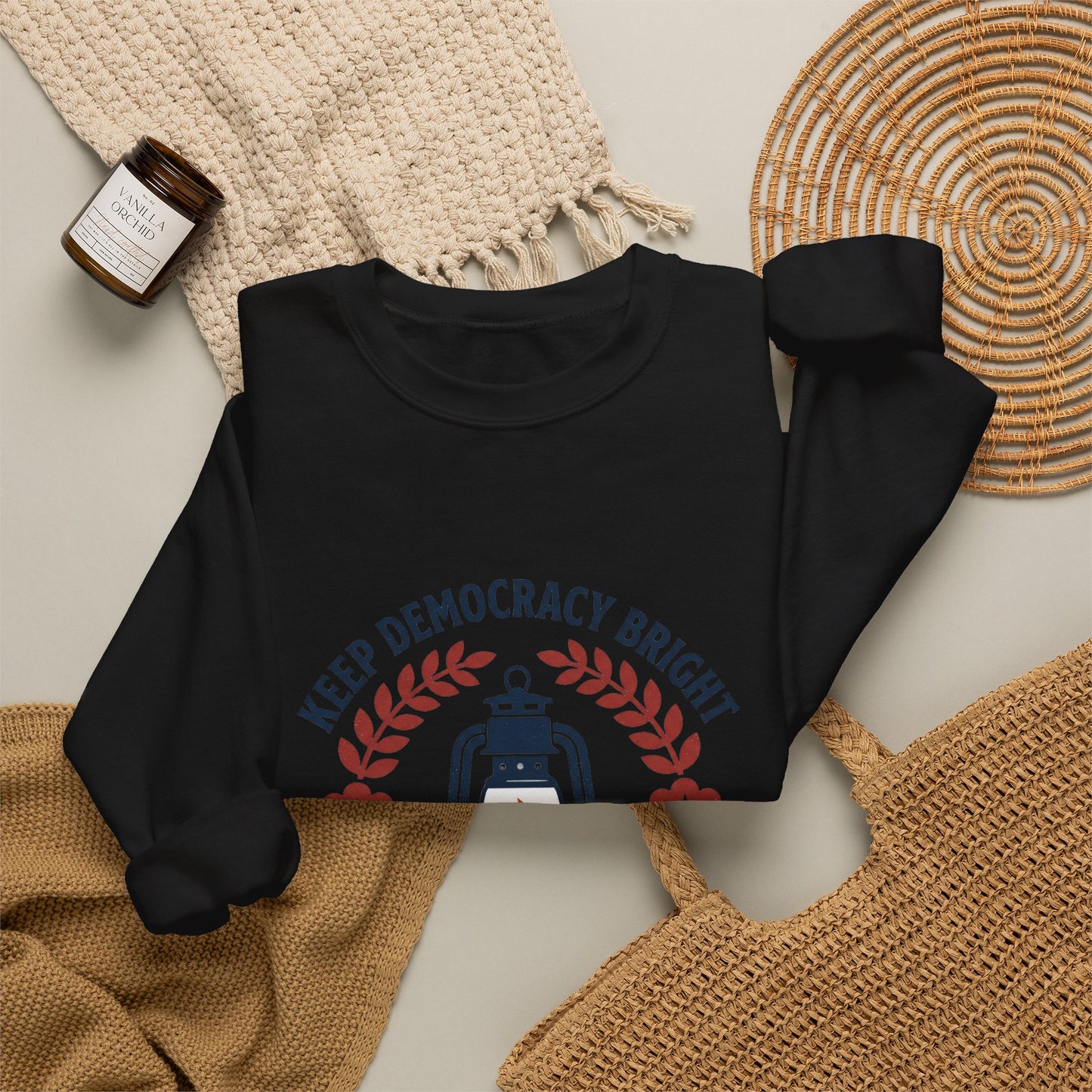 Keep Democracy Bright Crewneck Sweatshirt | Civic Courage, Participatory Democracy