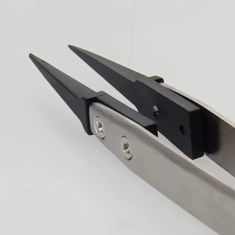 ESD-Safe Precision Tweezers, Anti-Static Tips with Heavy-Duty Metal for Electronics & Jewelry Repair.