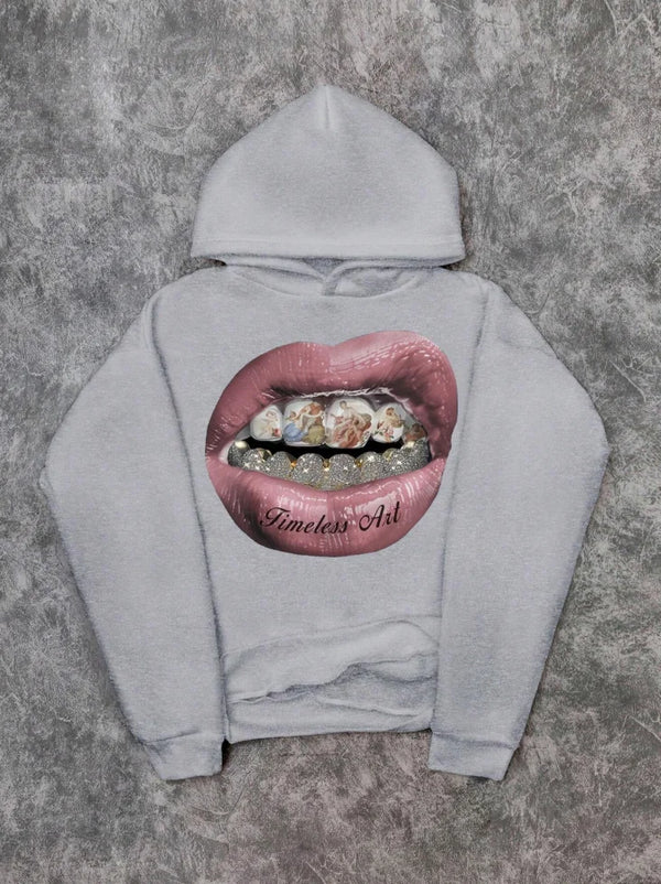 Chic Lip Print Hoodie