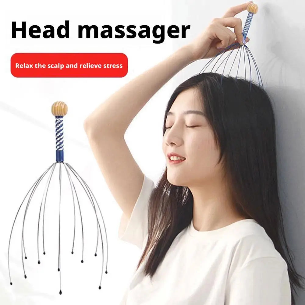 Octopus Head Massager Scratching Scalp Relaxation Relief Body Massager Scratcher Relieves Tension Health Care Tools Random Color