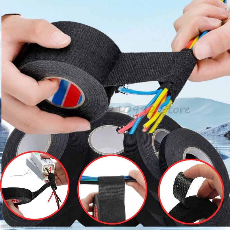 High Temperature Wire Harness Cloth Tape Automotive Cable Loom Heatproof Fabric Adhesive Tape for Engine Electrical Insulation