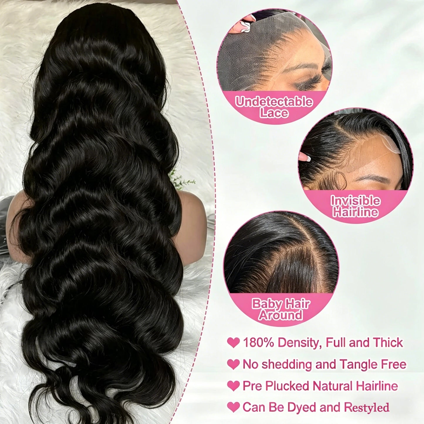 Brazilian Natural Body Wave Virgin Human Hair Wig HD Lace Frontal Closure 360 Wig 13x4 13x6 5x5 180% 200% Density 16-40 Inch Pre Bleached Knots