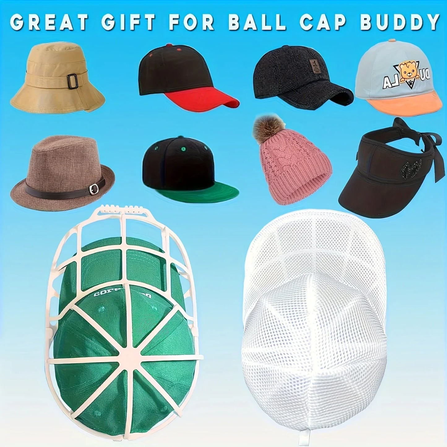 Hat cleaning cage for washing machines, hat cleaner with mesh bag,Hat bags or hat racks can be purchased separately.