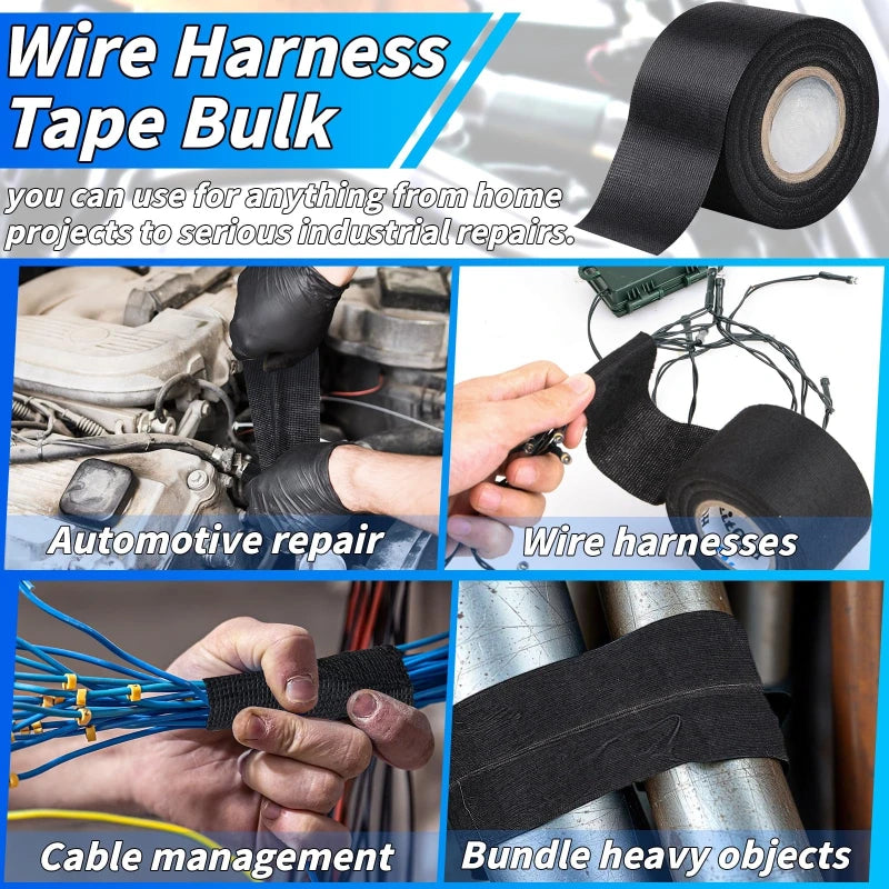 High Temperature Wire Harness Cloth Tape Automotive Cable Loom Heatproof Fabric Adhesive Tape for Engine Electrical Insulation