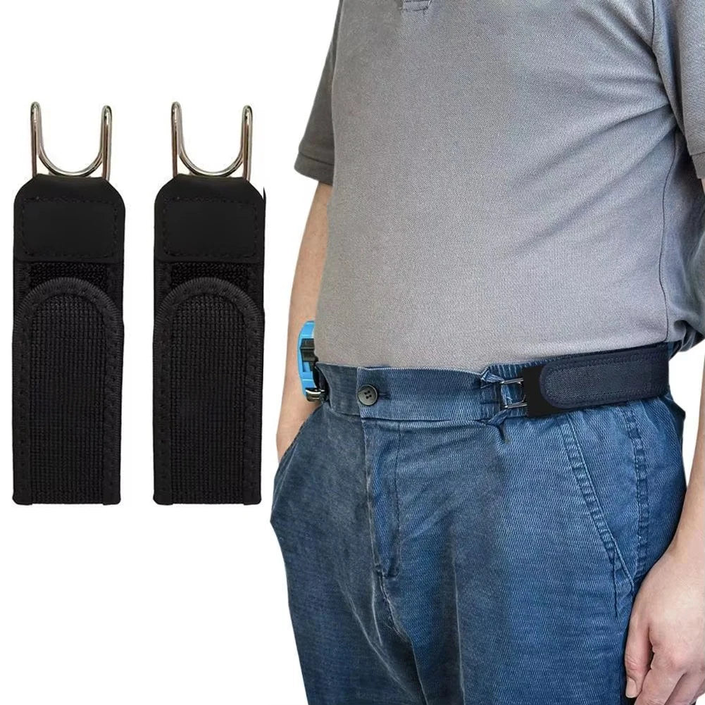 Portable Belt Buckle Unisex Elastic Waist Belt, Metal Hook Buckle-Free Adjustable Stretch Belt Daily Outdoor Jeans For Men Women