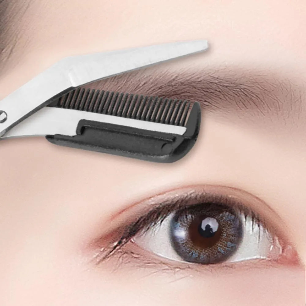 Stainless Steel Eyebrow Trimming cissors with built-in Comb Pink/White/Black SPrecise Grooming Tool Creating Perfect Eyebrows
