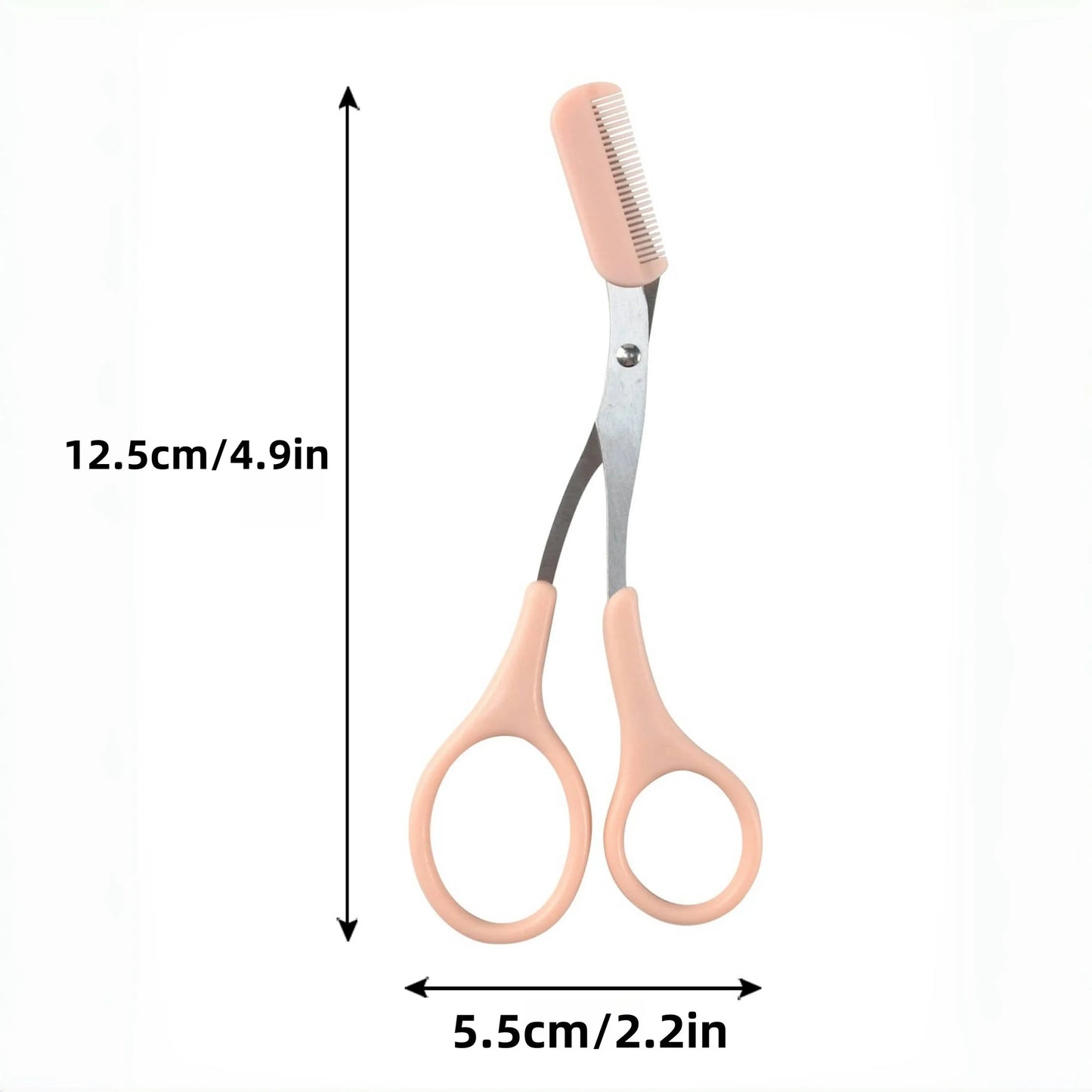 Stainless Steel Eyebrow Trimming cissors with built-in Comb Pink/White/Black SPrecise Grooming Tool Creating Perfect Eyebrows